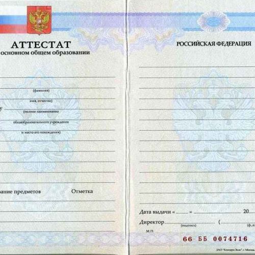 Аттестат 9 классов 2007